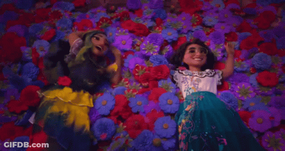 Isabela And Mirabel Chilling Flower Bed Encanto GIF