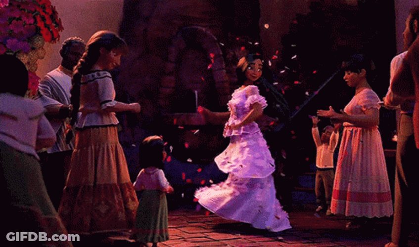 Isabela Madrigal Dancing White Dress Encanto GIF