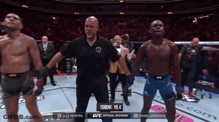 Israel Adesanya Announced As Winner GIF