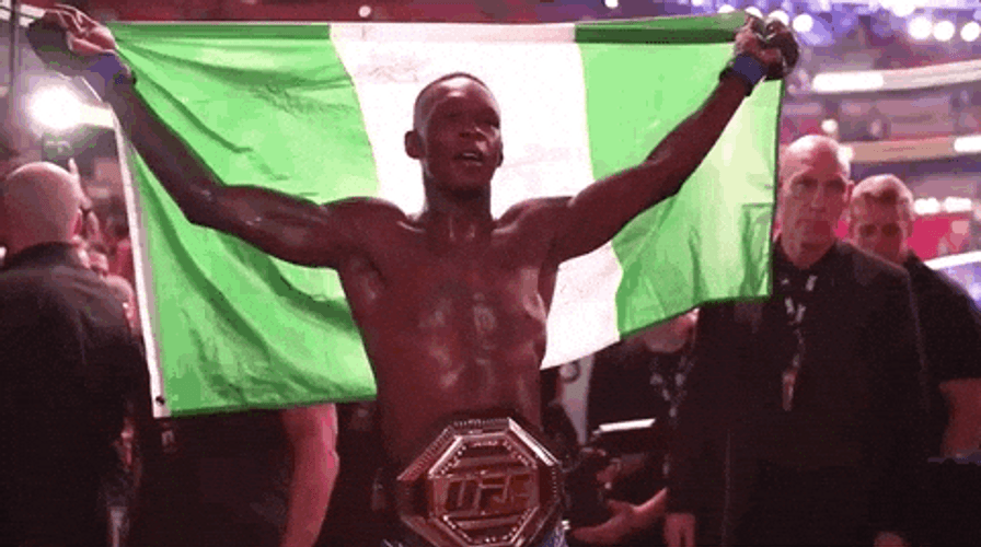 Israel Adesanya Raising Country Flag GIF