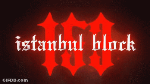 Istanbul Block Is Written In White On A Black Background GIF
