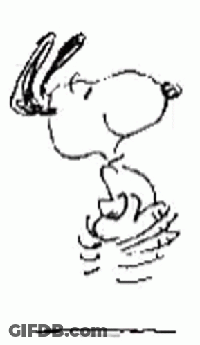 It Is A Black And White Drawing Of Snoopy Standing On His Head . GIF