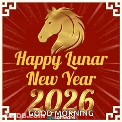 It Is A Happy Lunar New Year Greeting Card With A Horse On It . GIF