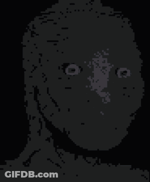 It Looks Like A Pixel Art Of A Person 'S Face With A Choker Around Their Neck . GIF