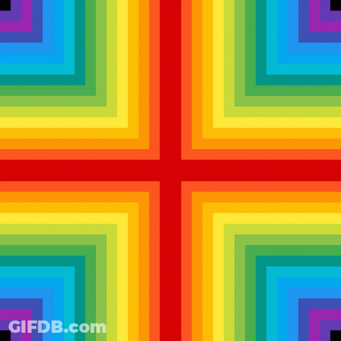 It Looks Like A Rainbow Cross With A Red Line In The Middle . GIF