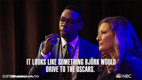 Bjork-Like Drive To Oscars Cyrus Knight GIF