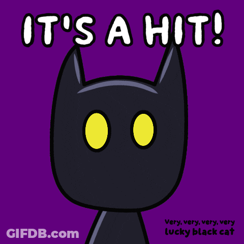 It's A Hit Very Very Lucky Black Cat GIF