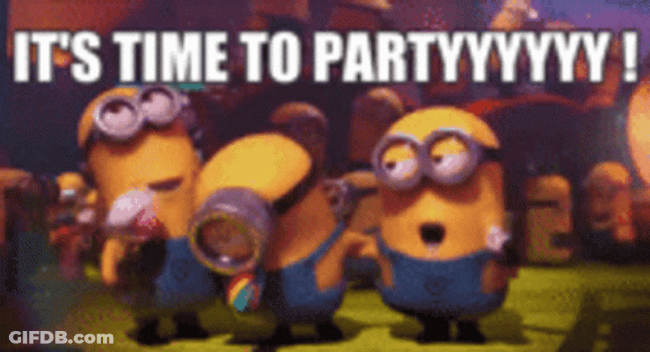 It's Birthday Party Time Minions GIF