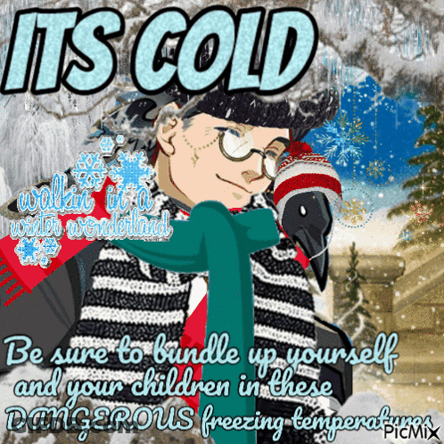 It's Cold Poster Man Holding Crow GIF