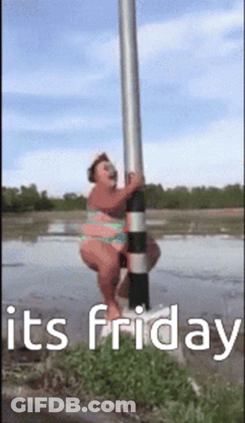 It's Friday Chubby Lady Climbing Post GIF