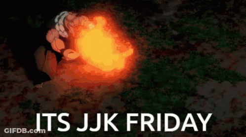 It's JJK Friday Poster With Fireball GIF