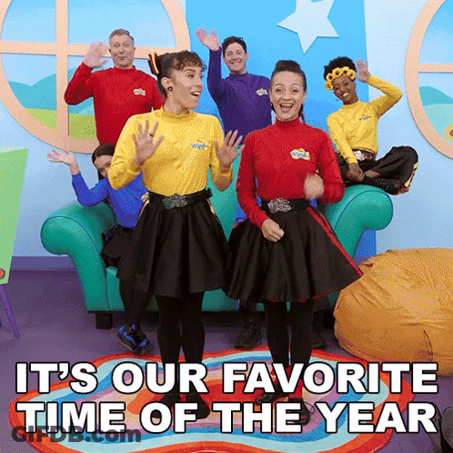 It's Our Favorite Time Of The Year Poster With Dancing People GIF