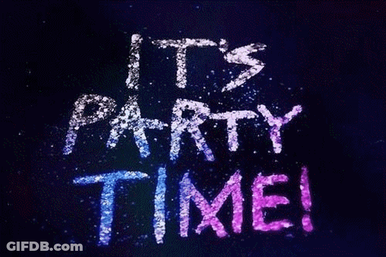 It's Party Time Moving Glittery Text GIF