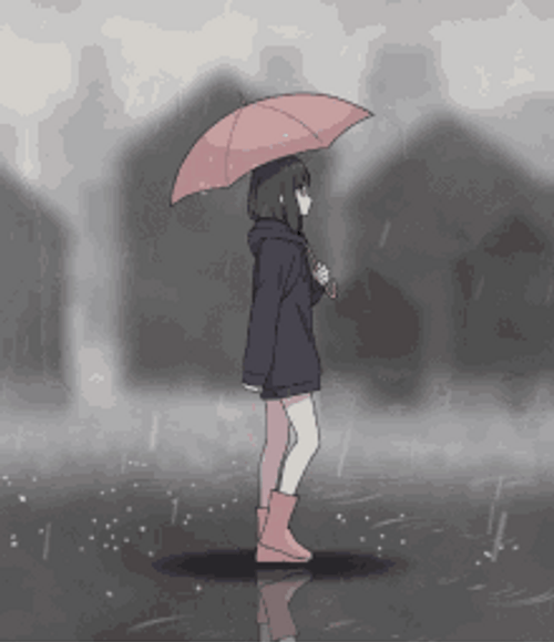 It's Raining Aesthetic Cute Anime Girl Walking GIF