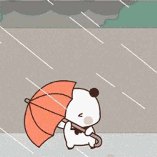 It's Raining Bear Panda Cute Fly Umbrella Shield GIF