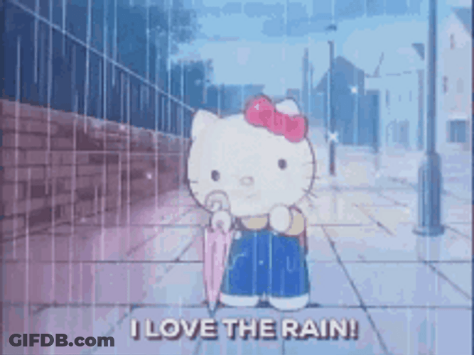 It's Raining Hello Kitty I Love The Rain GIF