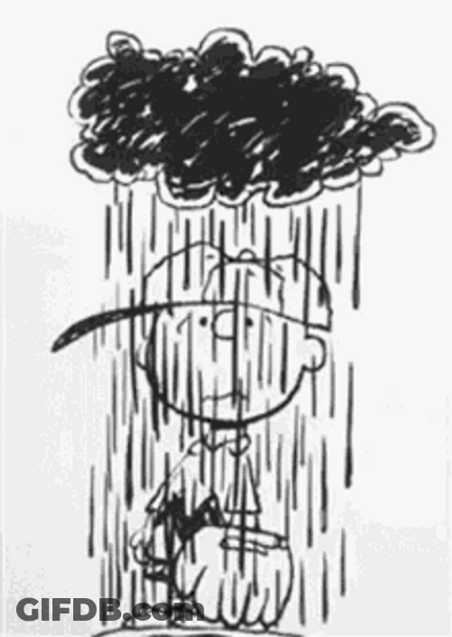 It's Raining Sad Charlie Brown Dark Clouds GIF