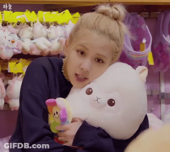 It's So Fluffy Rose Hugging Stuffed Toy GIF
