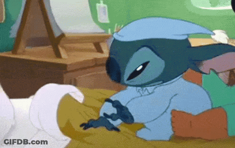 It's So Fluffy Stitch Jumped On Pillow GIF