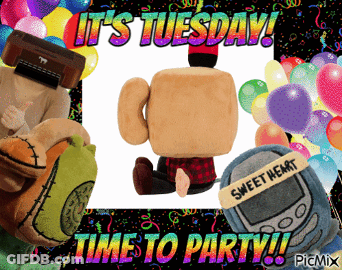 It's Tuesday Time To Party Stuffed Animals GIF