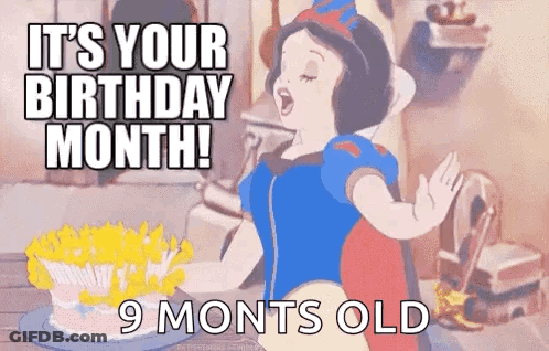 It's Your Birthday Month Snow White 9 Months Cake GIF