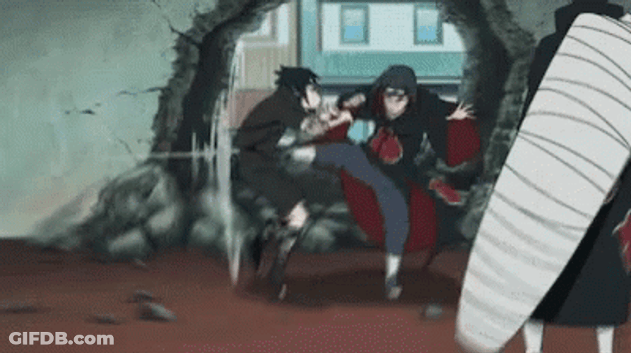 Itachi And Sasuke Fighting Akatsuki Wall Pin GIF
