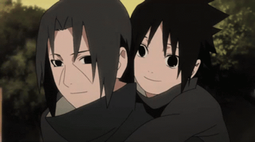 Itachi And Sasuke Happy Piggy Back Ride Brothers GIF