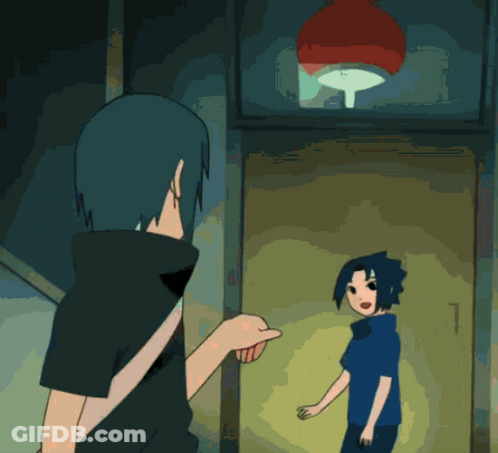 Itachi And Sasuke Kids To Bloody Head Poke GIF