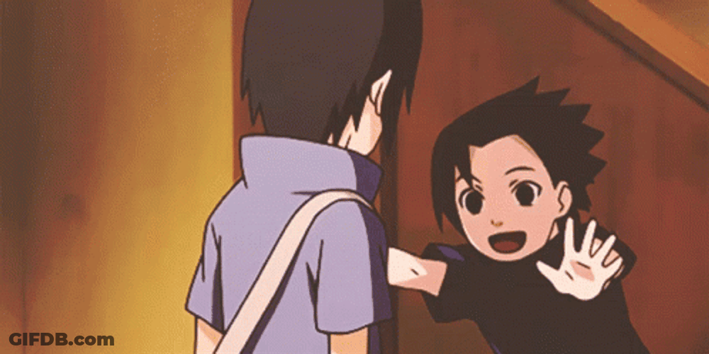 Itachi And Sasuke Kids Young Hug Welcome Home GIF
