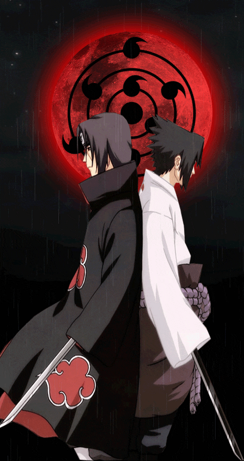 Itachi Sasuke In Sharingan Moon GIF