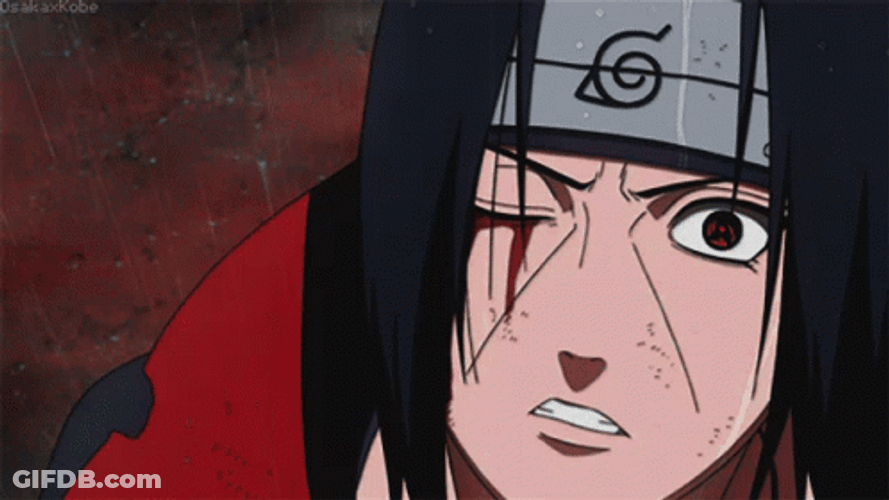 Itachi Sharingan Eye Bleeding Shocked Rain GIF