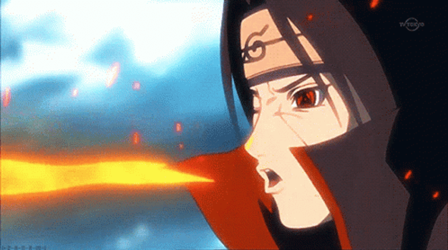 Itachi Uchiha Blowing Fire GIF