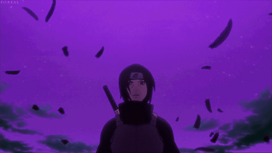Itachi Uchiha In Violet Background GIF