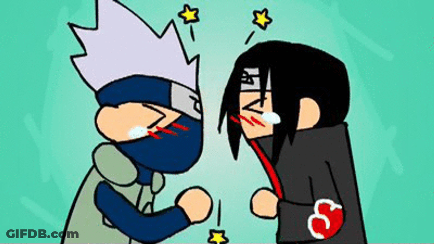 Itachi Uchiha Kakashi Chibi Fight GIF