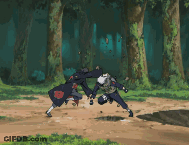 Itachi Uchiha Kakashi Hatake Fight GIF