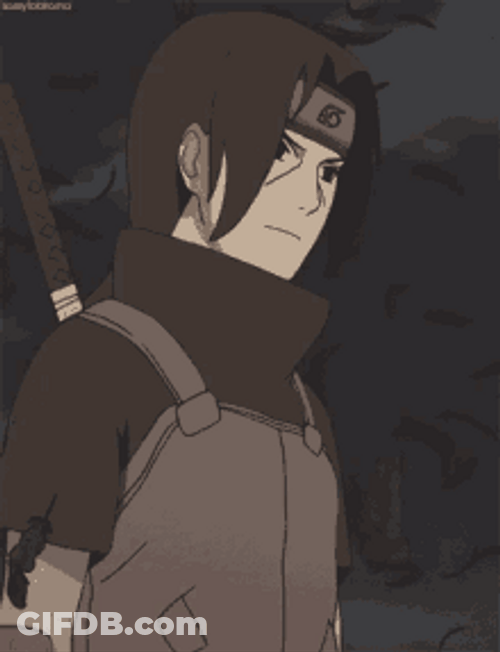 Itachi Uchiha With Falling Feathers GIF