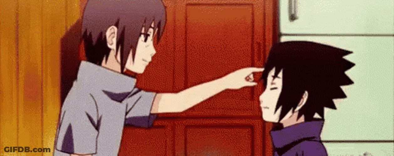 Itachi Vs Sasuke Poke Forehead GIF