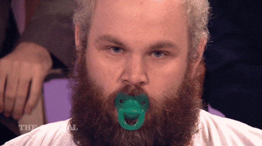 Its A Man Baby In Green Pacifier GIF