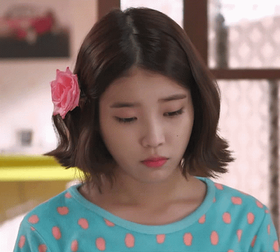 IU Cute Pouting Short Hair GIF
