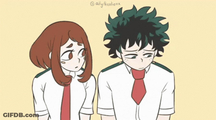 Izuku Midoriya With Girlfriend Uchaco Uraraka GIF
