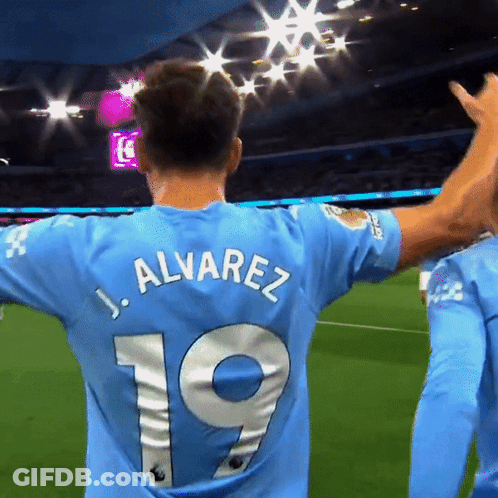 J. Alvarez Blue Jersey Number 19 GIF