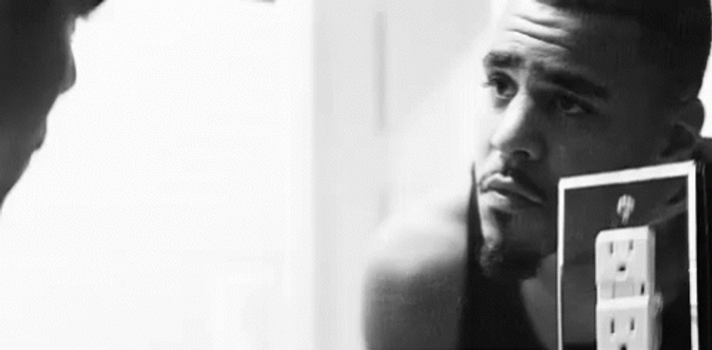 J Cole Looking At Mirror GIF