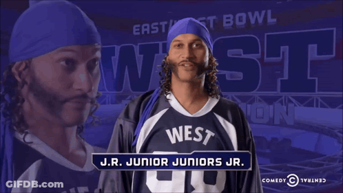 J.R. Junior Juniors Jr. In Front Of East West Screen GIF