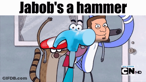 Jabob 'S A Hammer Is The Title Of A Regular Show GIF