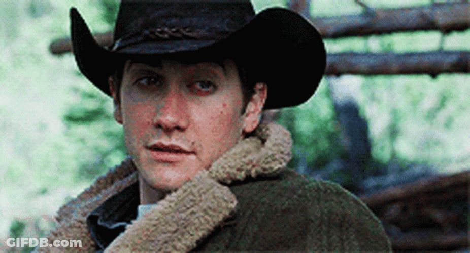 Jack And Ennis Smiling To One Another Brokeback Mountain GIF