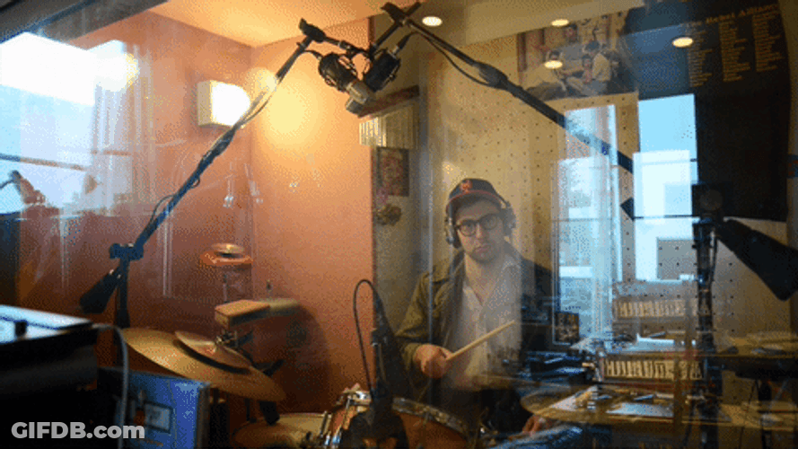 Jack Antonoff Playing Drum Inside A Room GIF