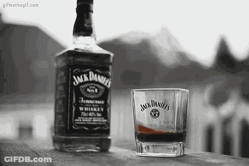 Jack Daniel's Whiskey Bottle And Glass GIF