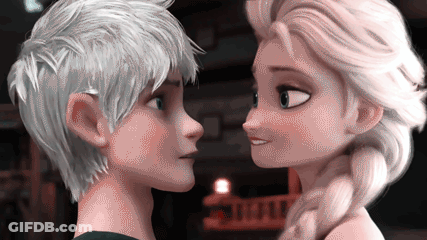 Jack Frost And Elsa From Frozen Look At Each Other GIF