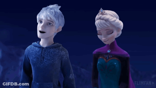 Jack Frost And Elsa Smiling At Each Other GIF