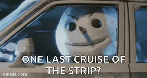 Jack Frost Driving Car During One Last Cruise Of The Strip GIF